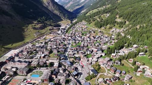 Aerial view of Zermatt town in Switzerland