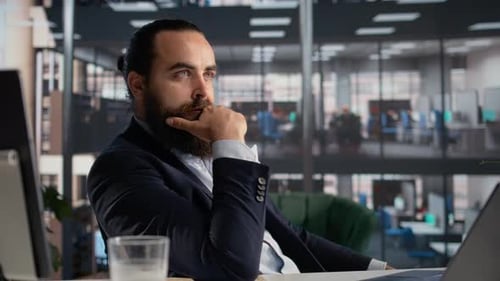 Focused CEO Thinking About Options and New Business Ideas for Growth