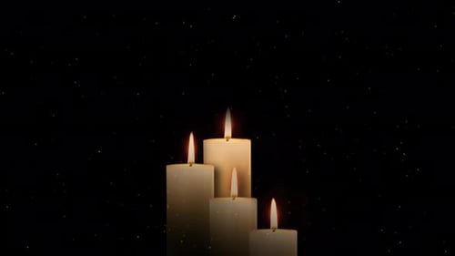 Warm Burning Candles with Floating Golden Particles