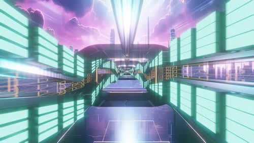 Loop futurista de ponte de néon