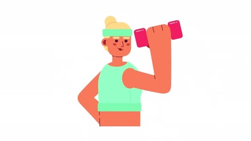Flat Design Animation of Person Working Out with Dumbbell