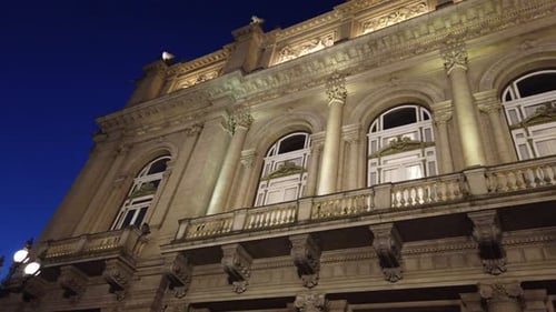 Cultural Experience at Colon Theater at Night panoramic building entrance reveal
