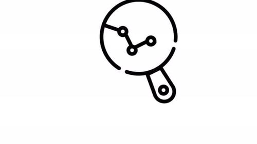 Minimalist Line Art Magnifying Glass with Data Graph Animation