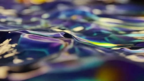 Irisierende abstrakte Bewegungsgrafik mit Fluid Waves und Holograp