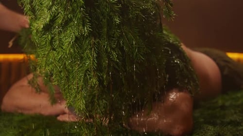 Durcissant le corps dans un bain de vapeur, adulte de sexe masculin, se relaxant dans le sauna, préposé au bain professionnel