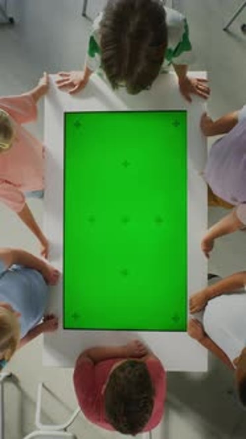 Students Explore Digital Learning Material in Digital Screen With Chromakey Layout