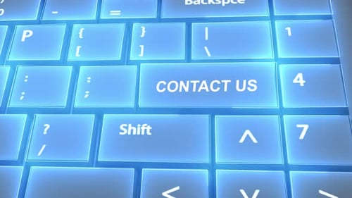 Teclado de computadora futurista Contáctenos Texto en la tecla