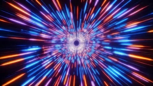 Animation abstraite de tunnel hyperspatial SciFi Warp Speed avec B