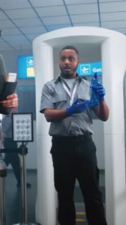 Airport Security Worker Explaining Procedures