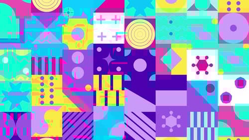 Seamless Pattern Of Pop And Colorful Abstract Geometric Animated Shape