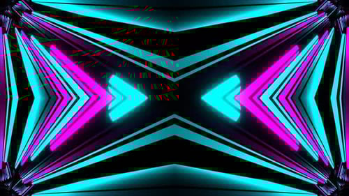 Cyan And Pink Hex Neon Lines Kaleidoscope Background Vj Loop In 4K