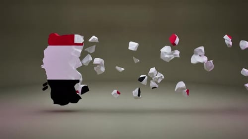 Yemen Map With Flag