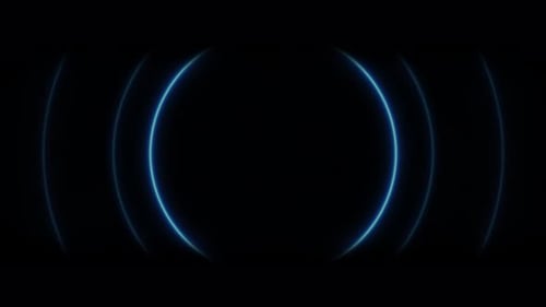 Abstract Neon Blue Concentric Circles Expanding Loop Background