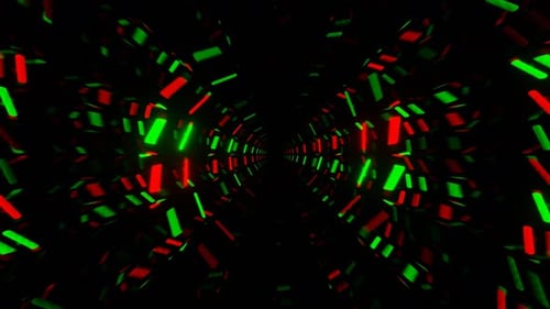 Red And Green Neon Circles Mirror Tunnel Background Vj Loop In 4K