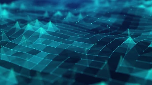 fond bleu abstrait avec réseau de particules, technologie de circuit de ligne Ai, fond de réseau 5g