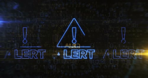 Alert cyber attack symbol loop digital concept