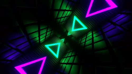 Purple And Turquoise Neon Area Corridor With Rotation Background Vj Loop In 4K