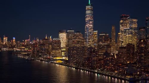New York in Night Light New York City Skyline NYC Manhattan with Towers at Night New York Manhattan