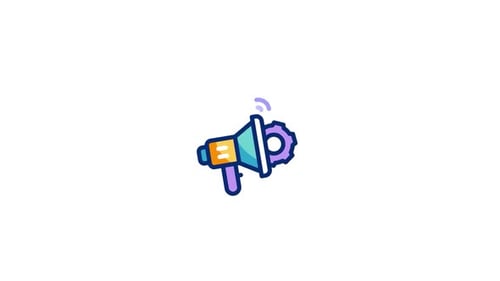 Animated Megaphone Gear Icon for Digital Communication
