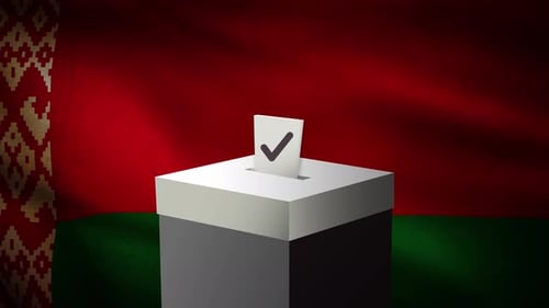 Casting vote into the ballot box during Belarus election