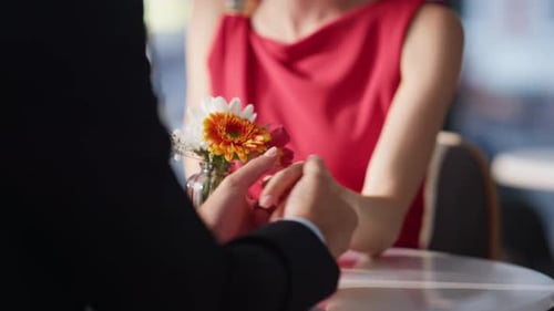 Loving Wife Admiring Husband Enjoying Romantic Date in Cozy Cafeteria Closeup