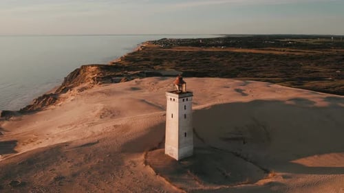 Drone Footage at Rubjerg Knude Lighthouse at Denmark Coastline