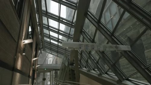 View Inside The Passage Saint-Pierre With Building Structure Made Of Steel And Glass In Montreal, Ca