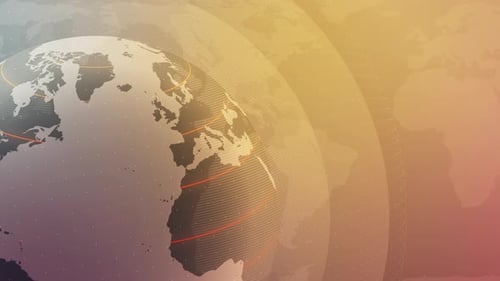 Headline Collection: Loop of rotating sphere on left with sepia colored copy space