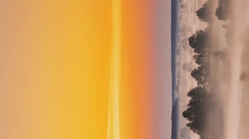 Amazing Sunrise Over Misty Landscape Vertical Footage Video Scenic View Of Foggy Morning Sky With