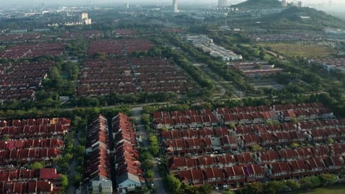 Putra Heights residential houses aerial view, Selangor, Malaysia