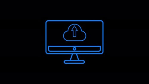 Upload and download cloud icon and desktop.