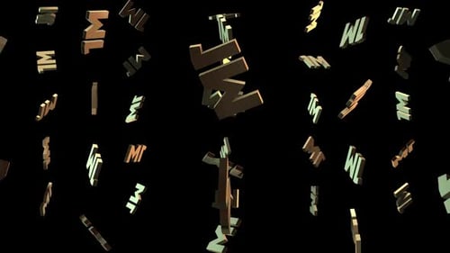 1M Text Falling Alpha Channel Gold