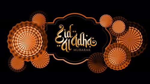 Elegant Eid al-Adha Mubarak Greeting Animation with Decorative Fans