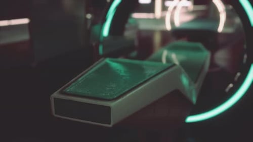 Futuristic 3D Sci-Fi Environment with Glowing Neon Lights