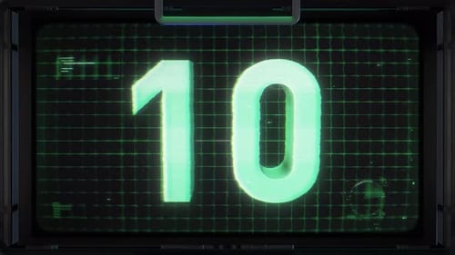 3 D Sci Fi Digital Countdown Screen Number 10