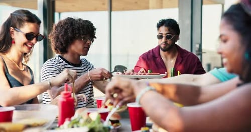 Friends Enjoying Outdoor Summer Barbecue Gathering Together