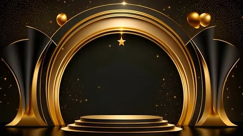 Elegant Gold and Black Awards Stage with Podium