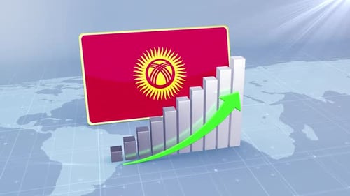 Kyrgyzstan Economic Growth Bar Chart Graph Rising Green Arrow