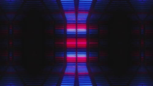 Vibrant neon lines pulsate with energy in a dark abstract space