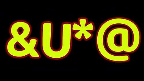 Animación de texto cómico de dibujos animados «F\*CK»