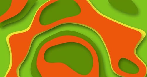 Abstract Layered Paper Cut Style Background Bright Orange Green and Yellow Organic Shapes Create