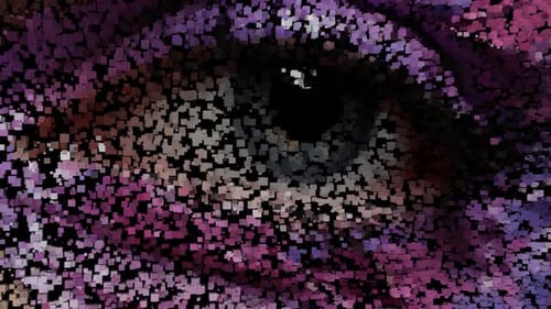 Background with an Eye Made of Cubes, Reflection, Unique Design, Exclusive, 3D Render