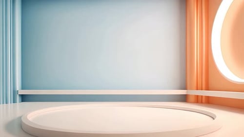 Podium Futuristische Vitrine mit Plattform für Produktausstellungen. Leeres modernes Bühnendisplay