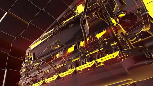 Abstract Glowing Futuristic 3D Engine Animation