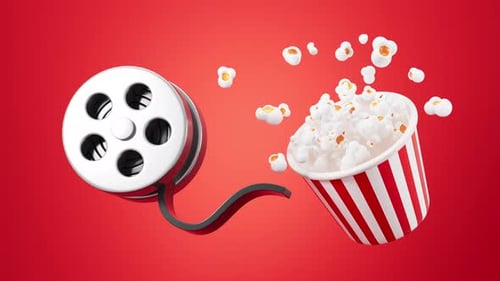 Animated Film Reel Popcorn Movie Snack
