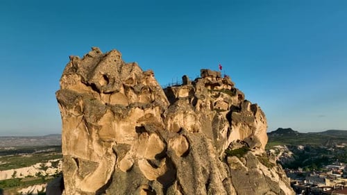 Awesome Aerial View of Uchisar 4 K Turkey Cappadocia