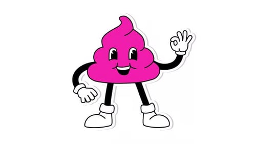 Retro Cartoon Pink Poop Character Waving Animation