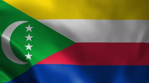 Seamless Loop Comoros Flag Waving Fabric Background
