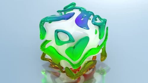 Abstract Liquid Flowing Around a Dynamic White Cube