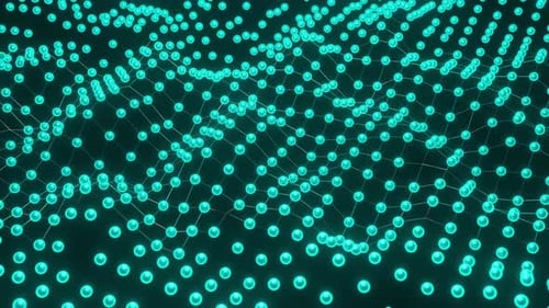 Turquoise Mesh With Glowing Nodes Rotating Technology Futuristic Abstract Background 3d render